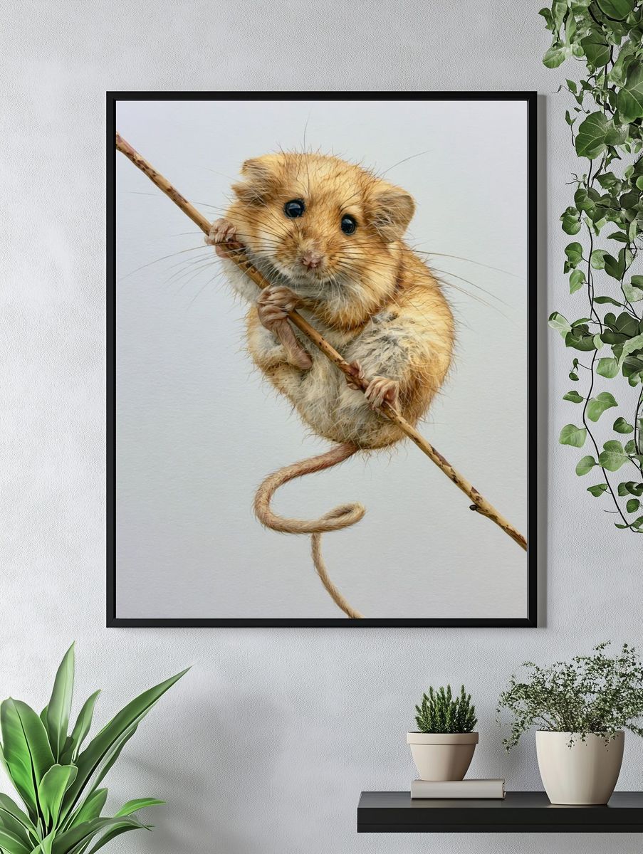 Mouse on Branch Illustration Poster. — room view 4