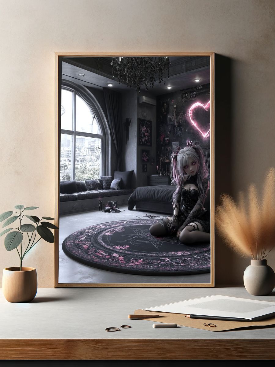 Gothic Anime Bedroom Poster. — room view 2