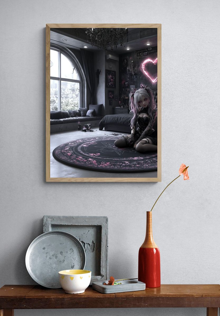 Gothic Anime Bedroom Poster. — room view 3
