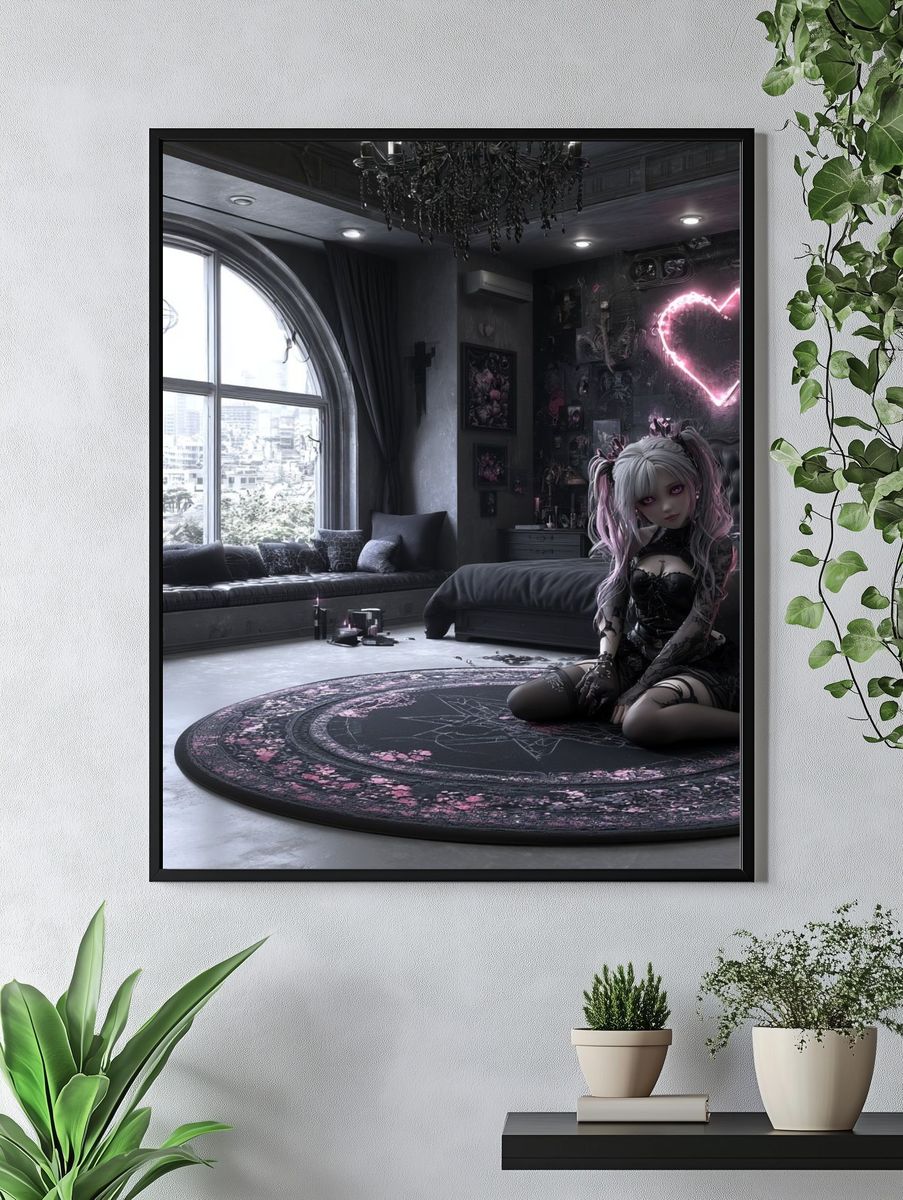 Gothic Anime Bedroom Poster. — room view 4