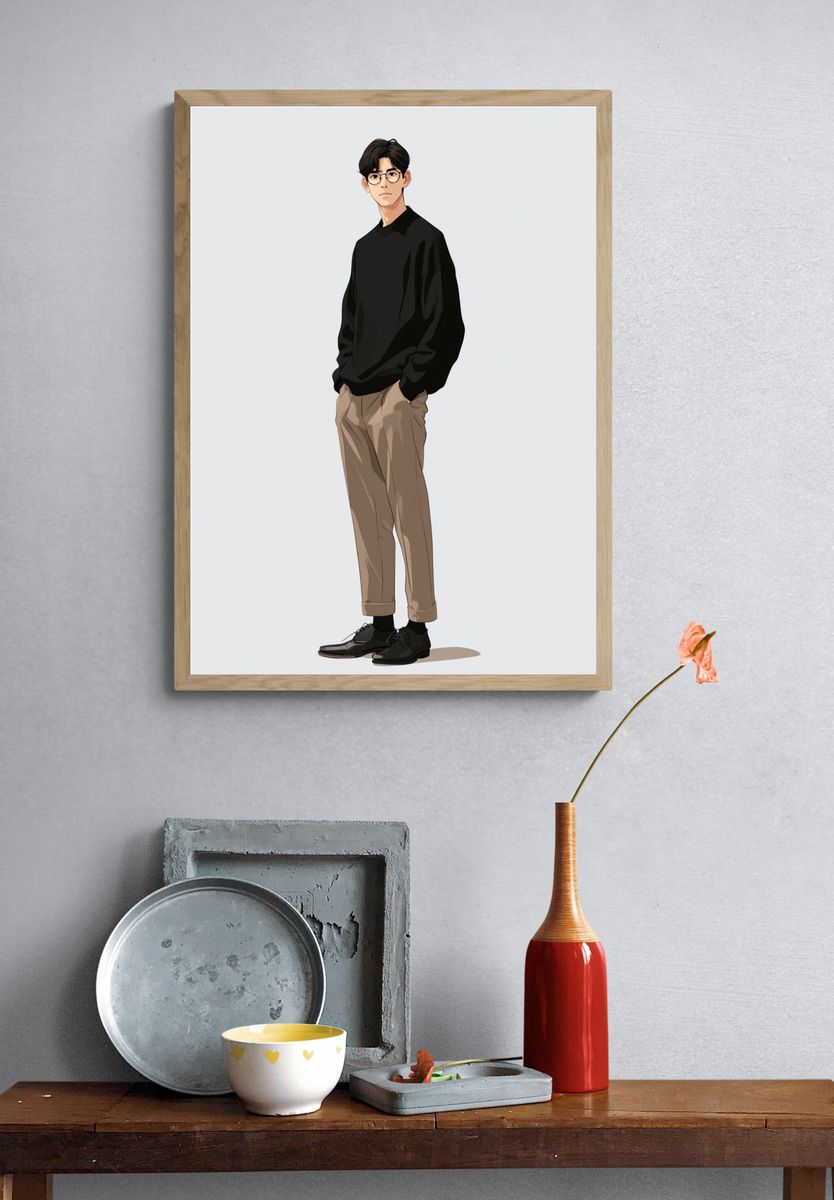Minimalist Anime Portrait Poster. — room view 3