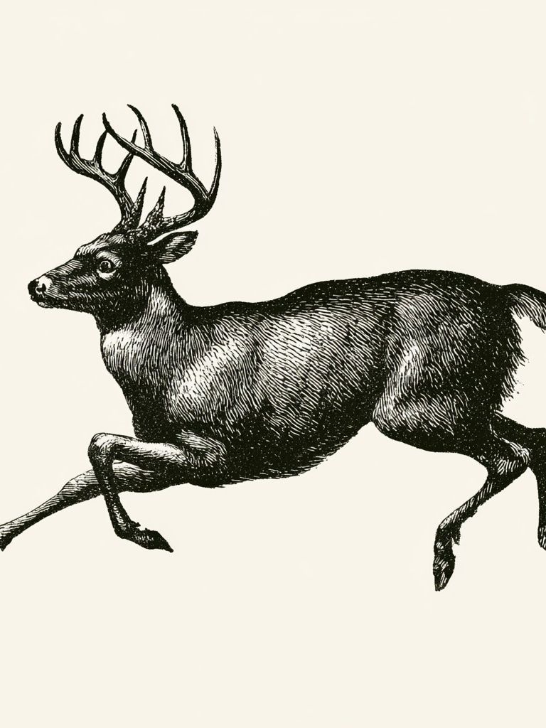 Leaping Deer Vintage Print. poster detail
