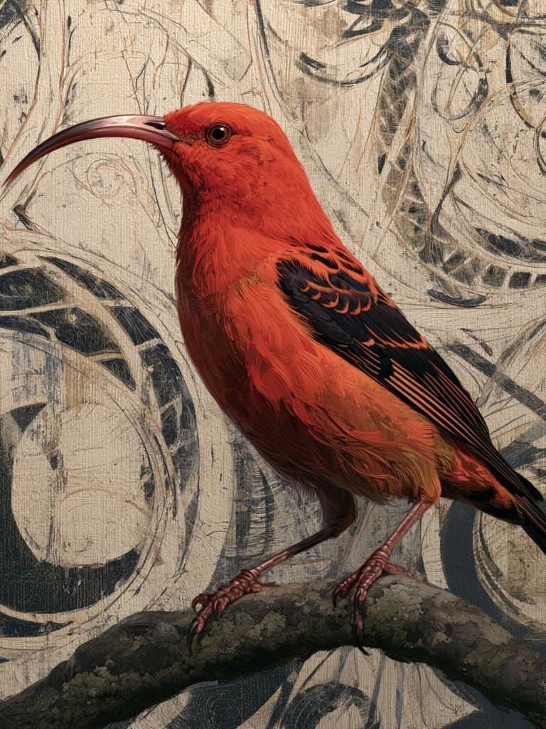 Scarlet Ibis Botanical Illustration Poster. poster detail