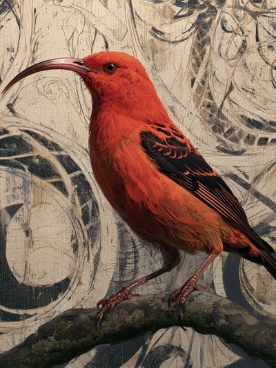 Scarlet Ibis Botanical Illustration Poster.