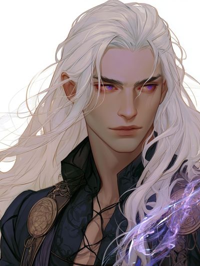 White-Haired Fantasy Portrait Print.