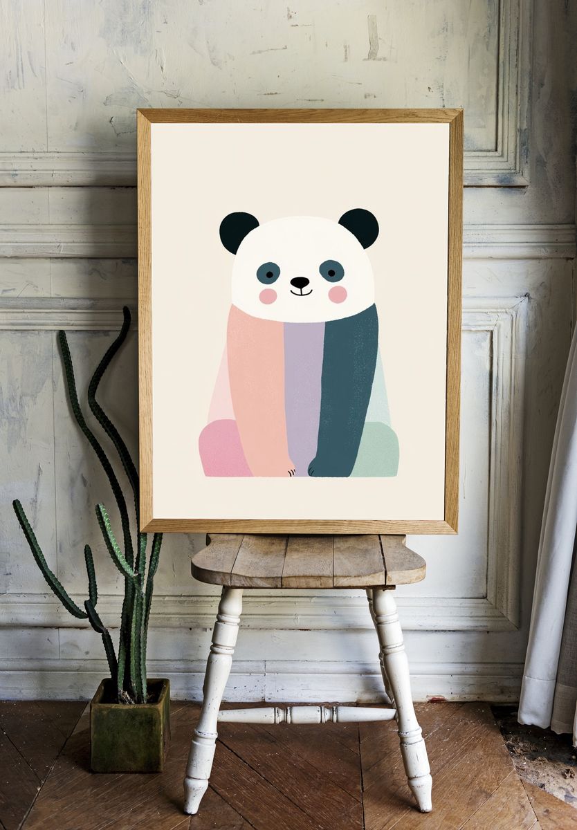 Cute Panda Illustration Poster. room preview