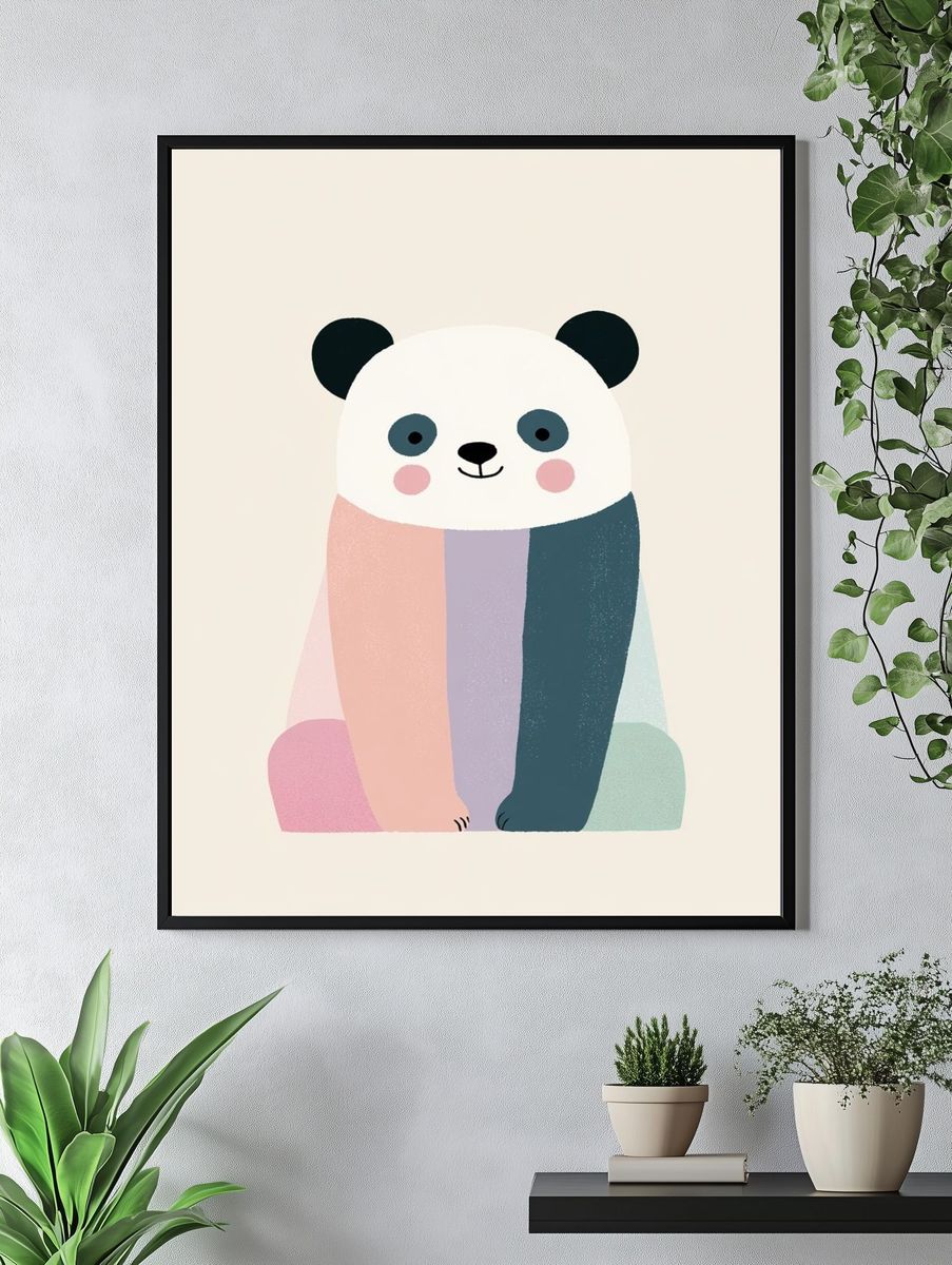 Cute Panda Illustration Poster. — room view 4