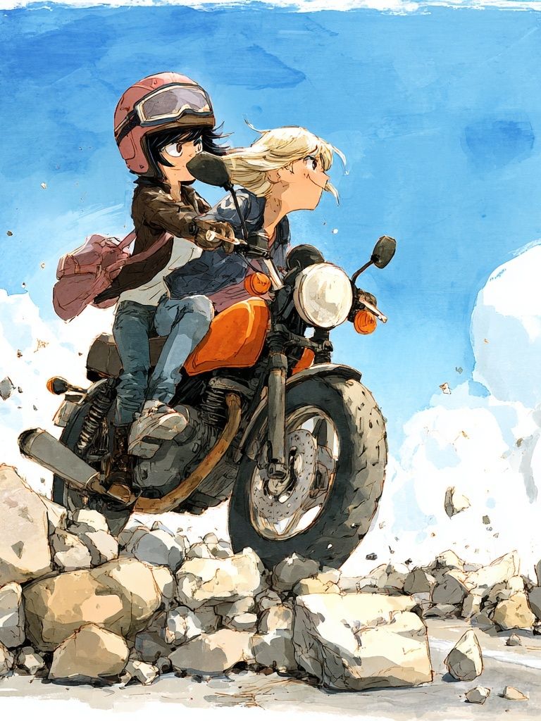 Motorcycle Ride Digital Art Poster. poster — anime art