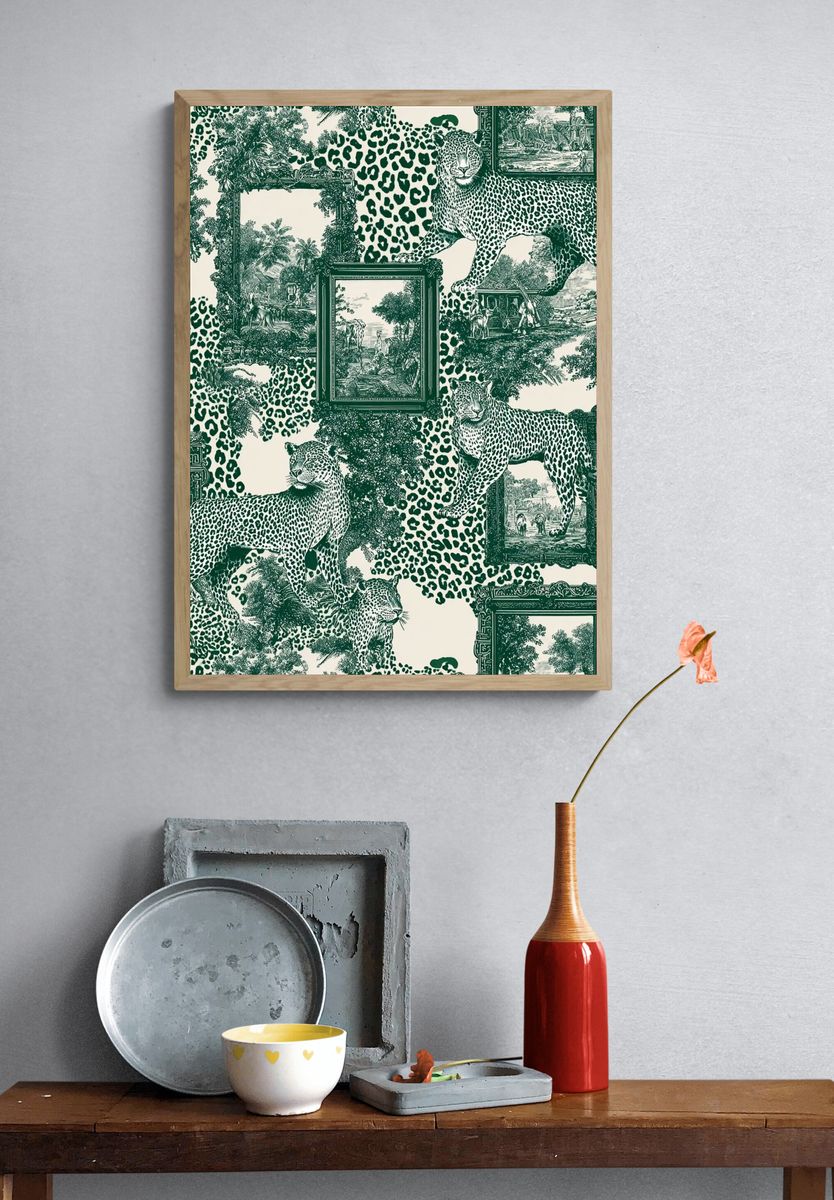 Leopard Toile Green Print. — room view 3