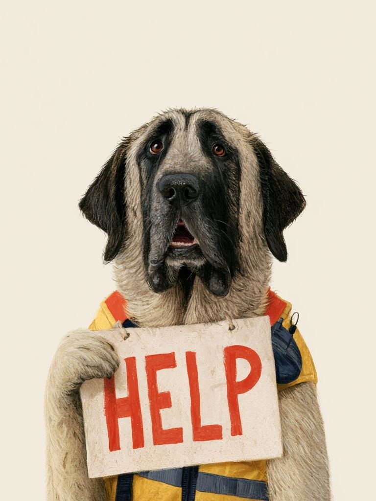 Help Dog Typography Poster. poster detail