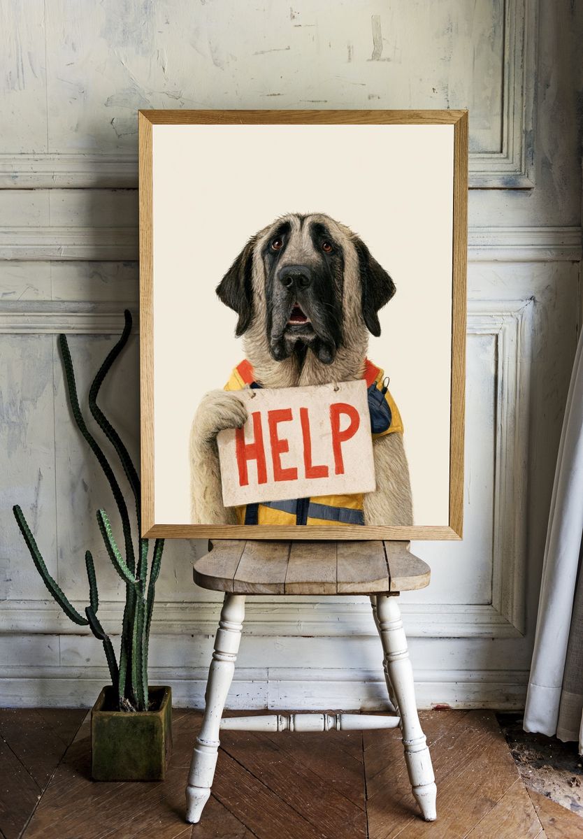 Help Dog Typography Poster. room preview