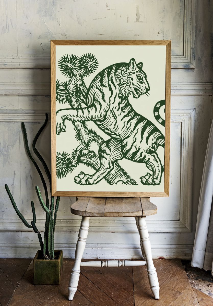 Tiger Botanical Print Poster. — room view 1