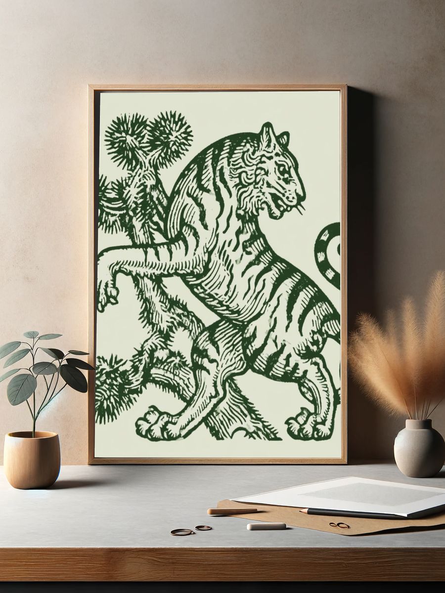 Tiger Botanical Print Poster. — room view 2