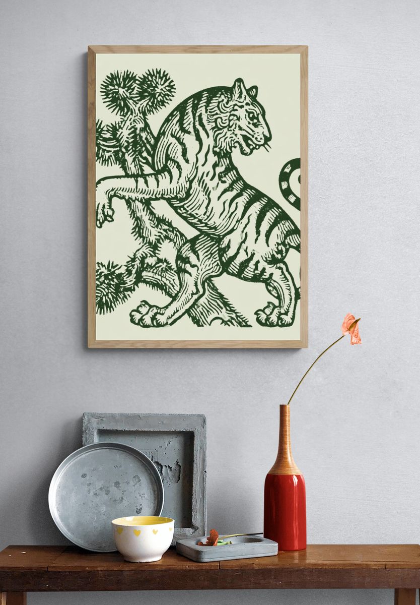 Tiger Botanical Print Poster. — room view 3