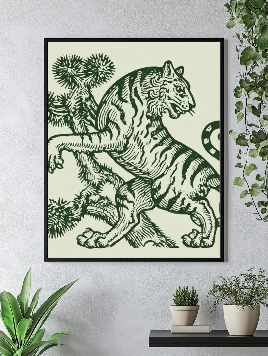 Tiger Botanical Print Poster. — room view 4