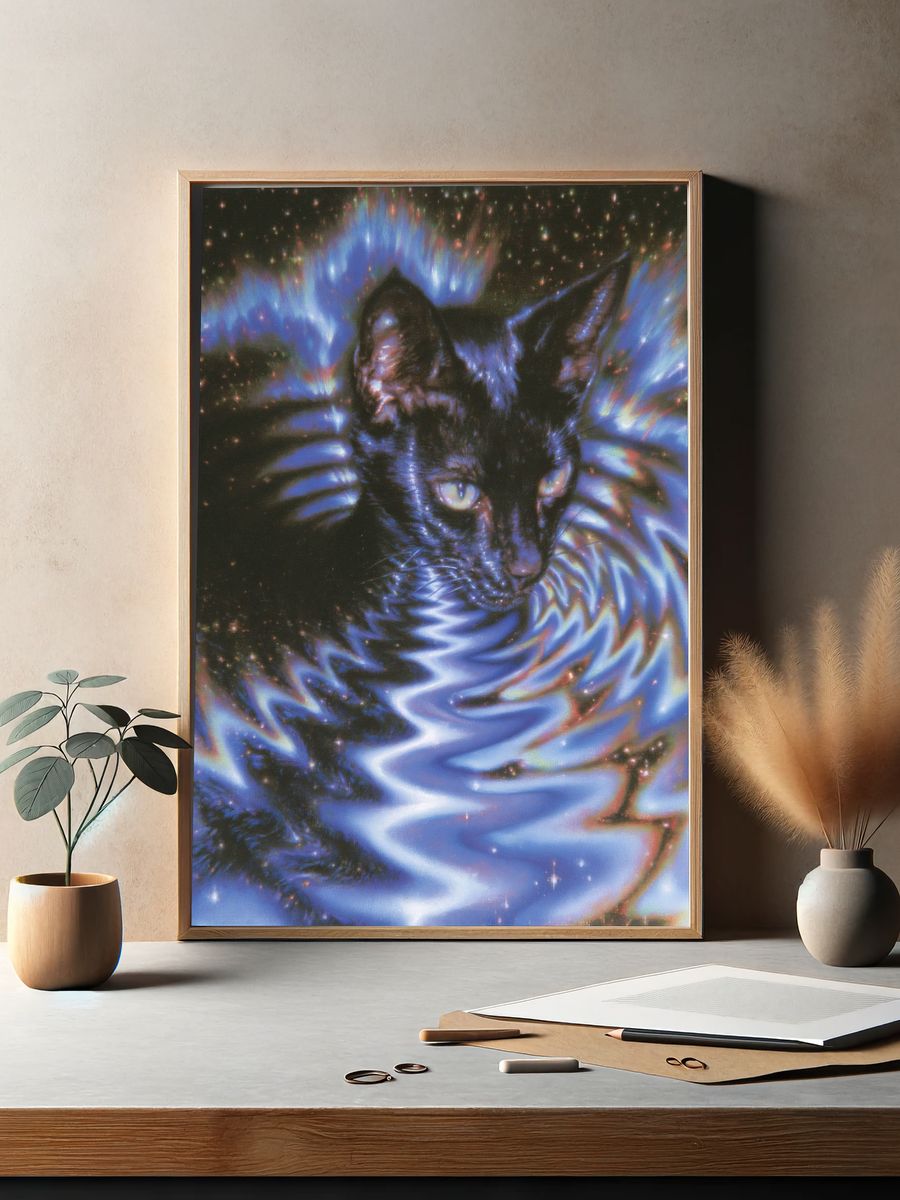 Cosmic Cat Digital Art Poster. — room view 2