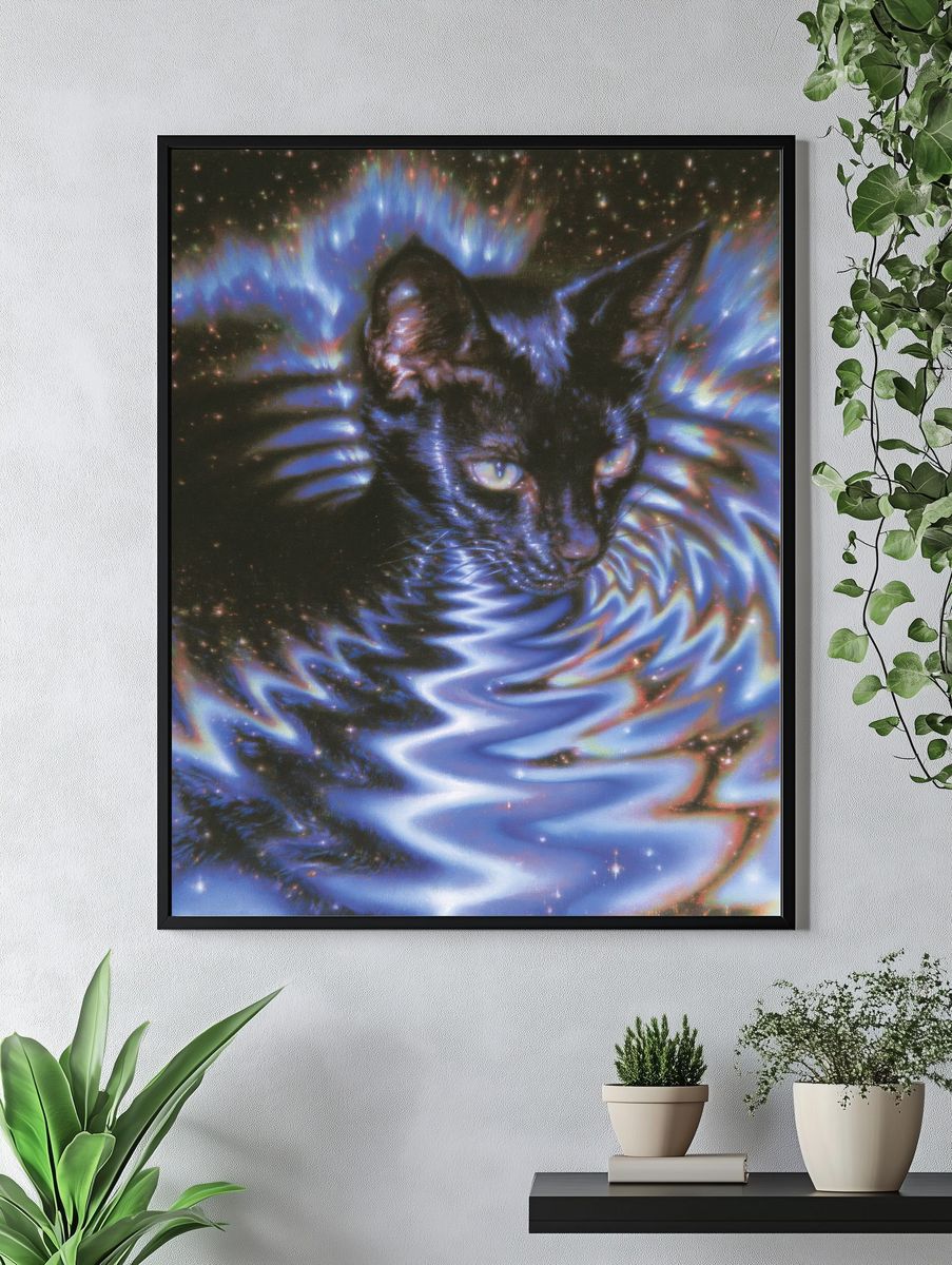 Cosmic Cat Digital Art Poster. — room view 4