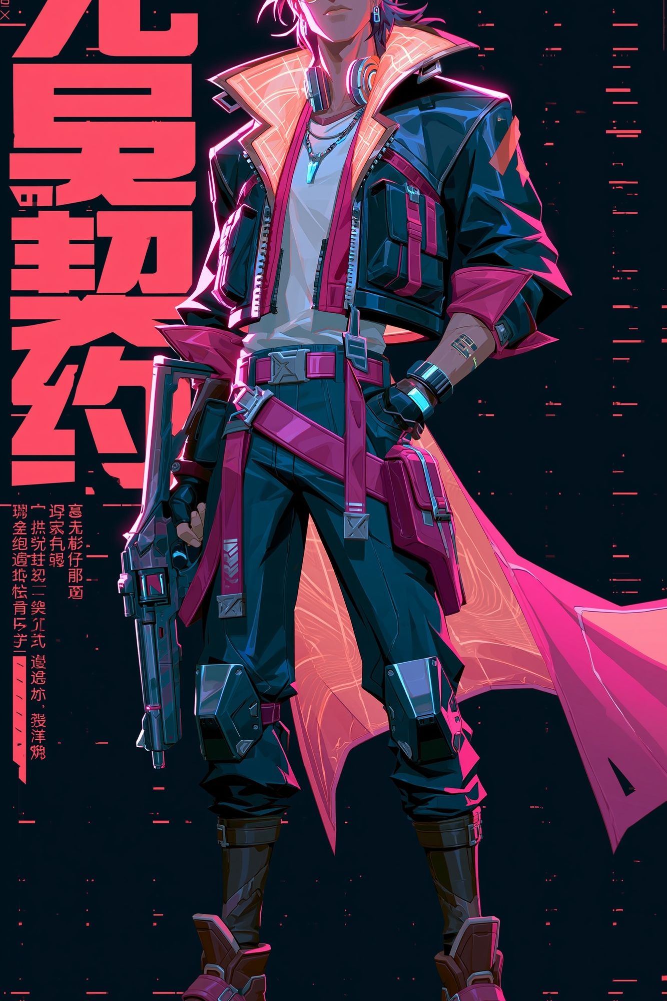 Cyberpunk Hero Character Poster. poster detail