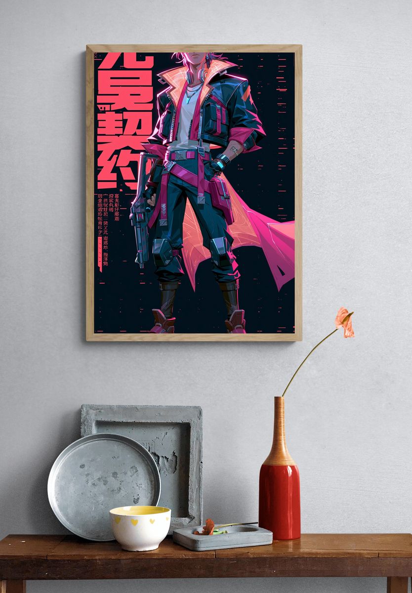 Cyberpunk Hero Character Poster. — room view 3