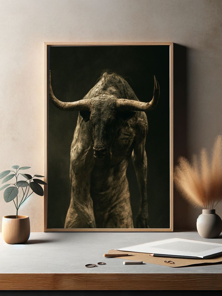 Dark Bull Portrait Poster. — room view 2