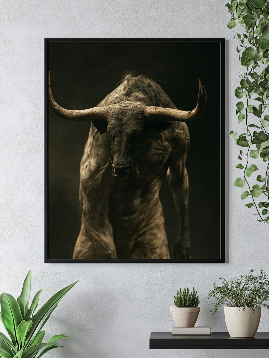 Dark Bull Portrait Poster. — room view 4