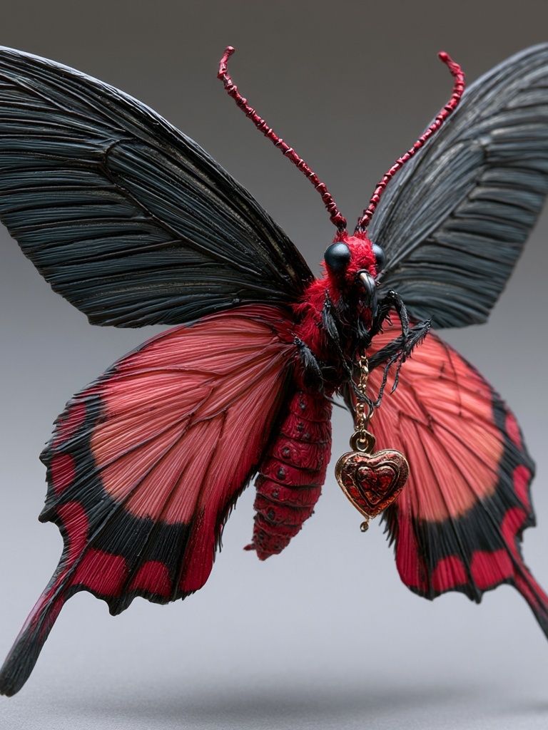 Red Butterfly Portrait Poster. poster detail