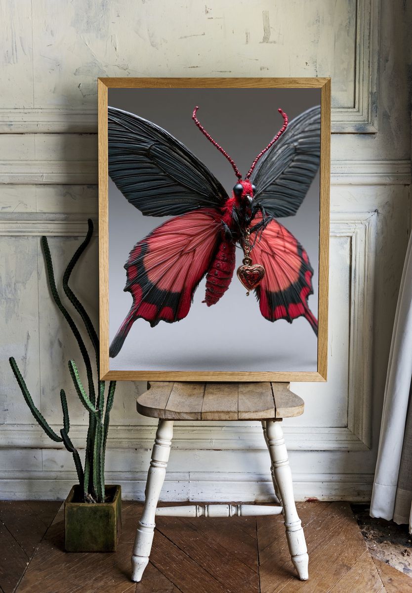 Red Butterfly Portrait Poster. room preview