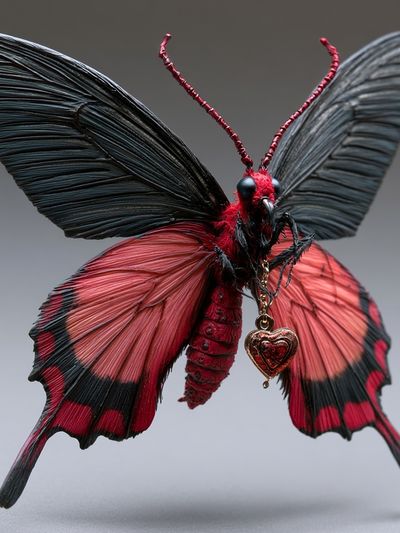 Red Butterfly Portrait Poster. poster