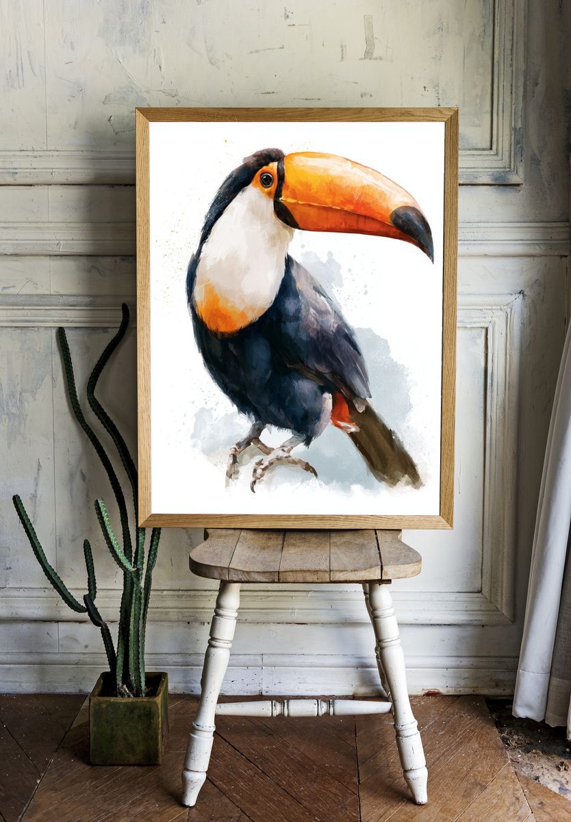 Toucan Watercolor Poster. — room view 1