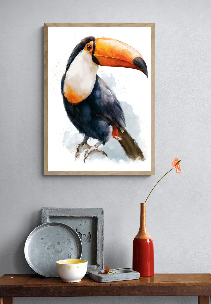 Toucan Watercolor Poster. — room view 3