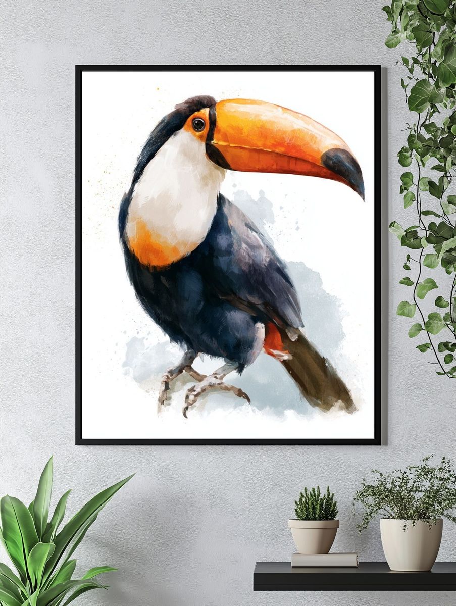 Toucan Watercolor Poster. — room view 4