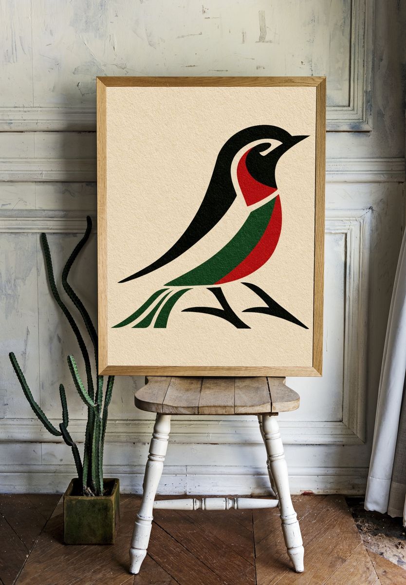 Stylized Penguin Illustration Poster. room preview