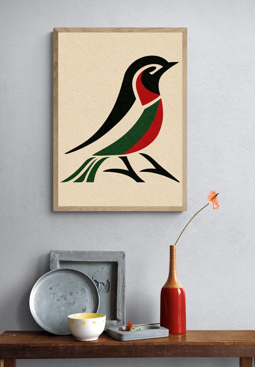 Stylized Penguin Illustration Poster. — room view 3