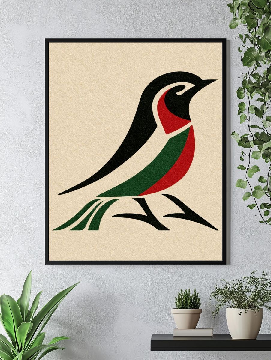 Stylized Penguin Illustration Poster. — room view 4