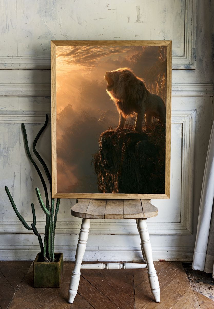Majestic Lion at Sunrise Poster. room preview