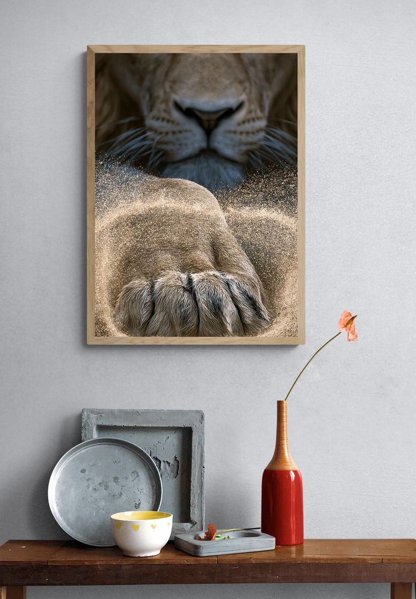 Lion Paw Close-Up Photography Poster. — room view 3