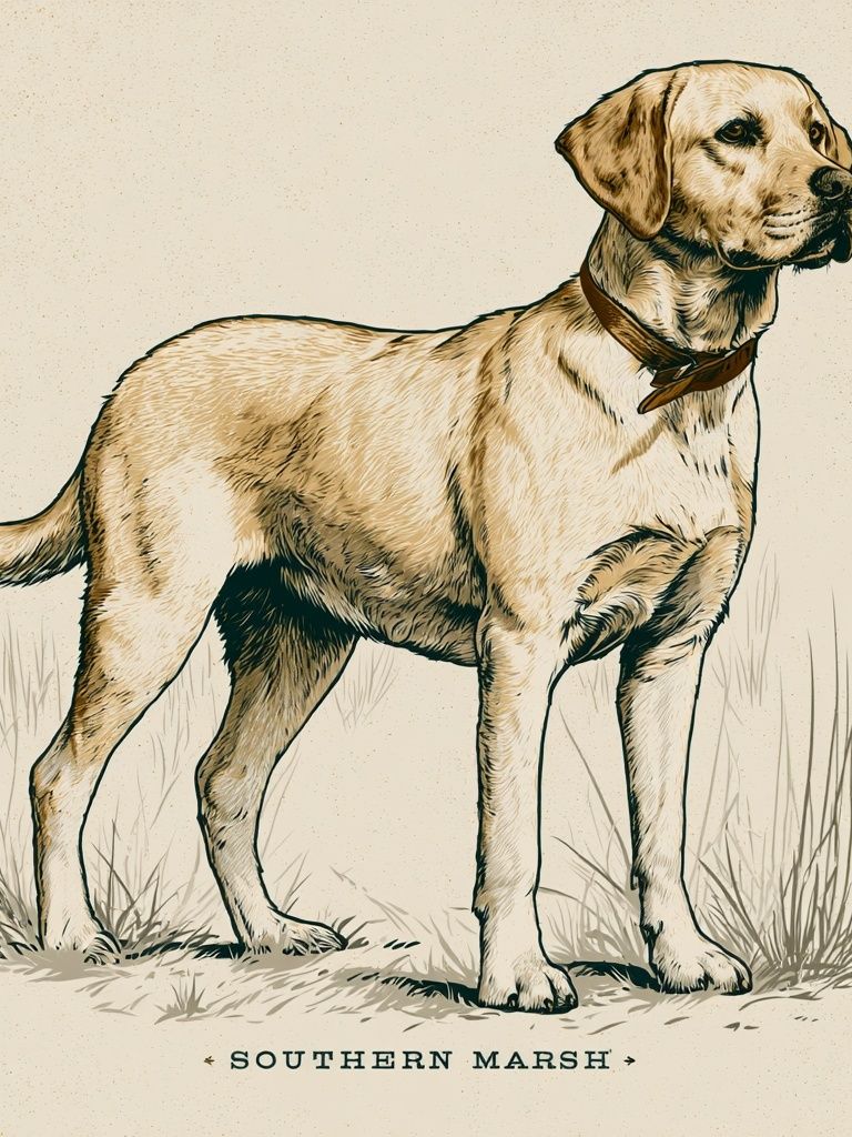Southern Marsh Labrador Illustration Poster. poster — animals art
