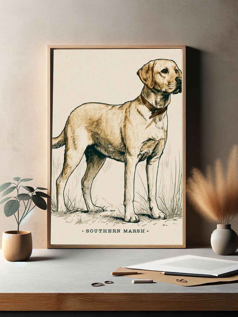 Southern Marsh Labrador Illustration Poster. — room view 2