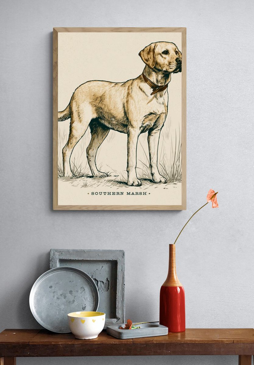 Southern Marsh Labrador Illustration Poster. — room view 3