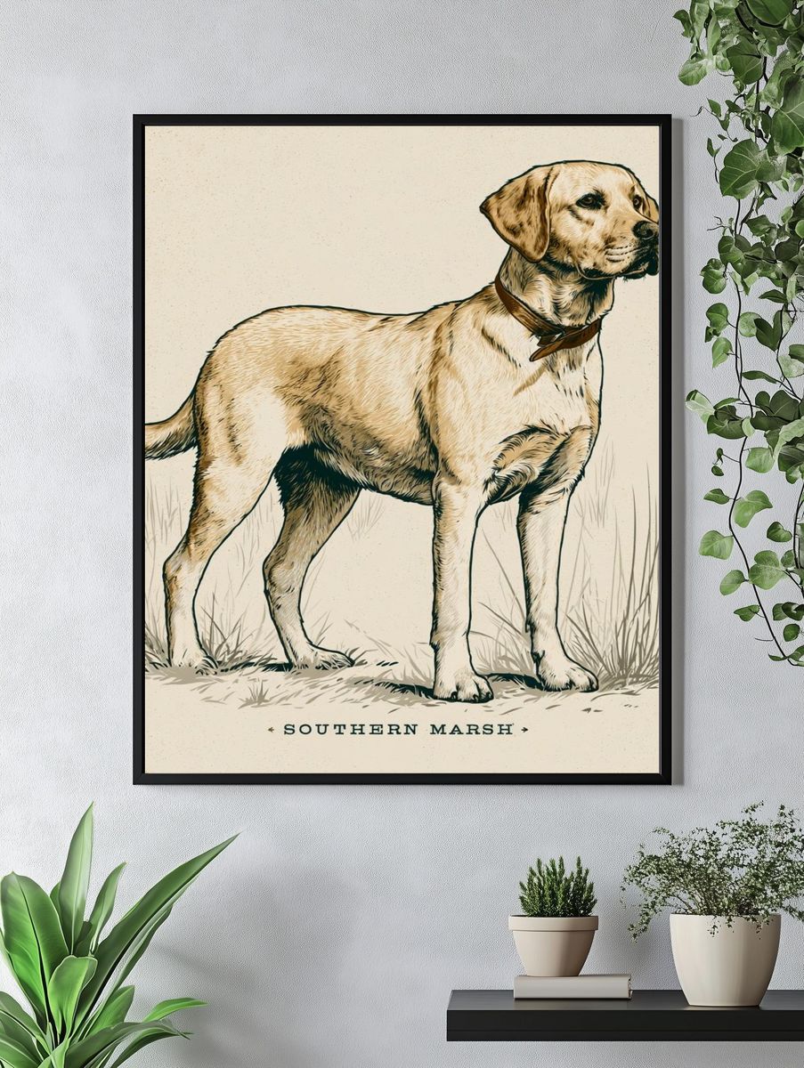 Southern Marsh Labrador Illustration Poster. — room view 4