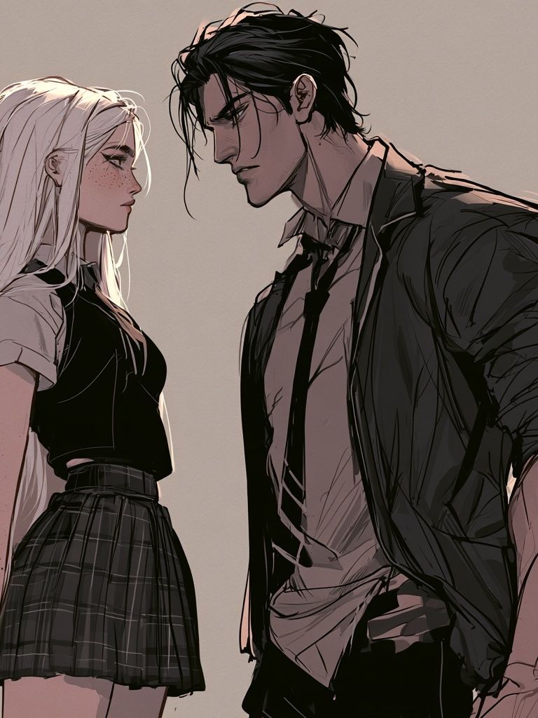 Anime Couple Portrait Print. poster detail