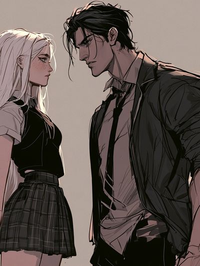Anime Couple Portrait Print. poster
