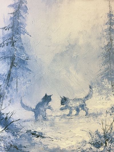 Winter Cats Forest Print.
