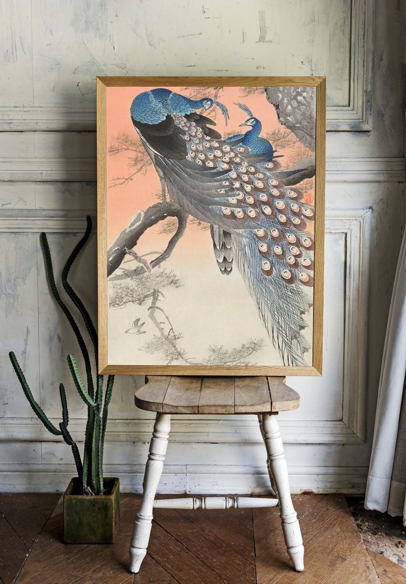 Two peacocks on tree branch (1900 - 1930). — room view 1