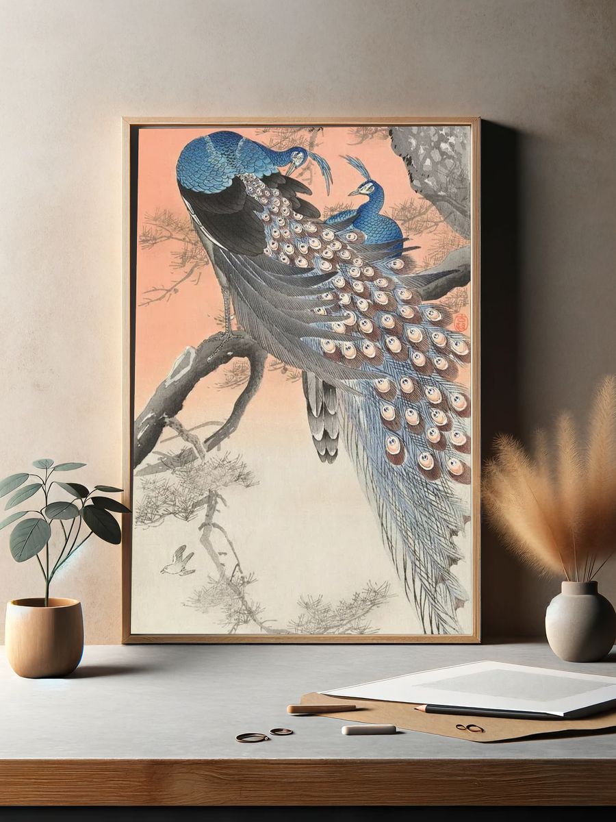Two peacocks on tree branch (1900 - 1930). — room view 2