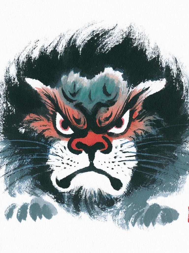 Angry Cat Ink Illustration Poster. poster detail