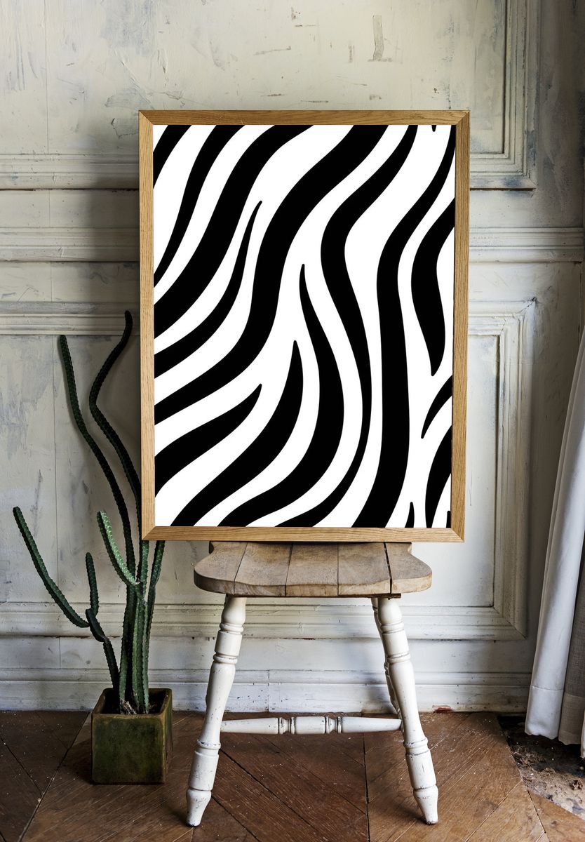 Black white zebra print pattern. room preview