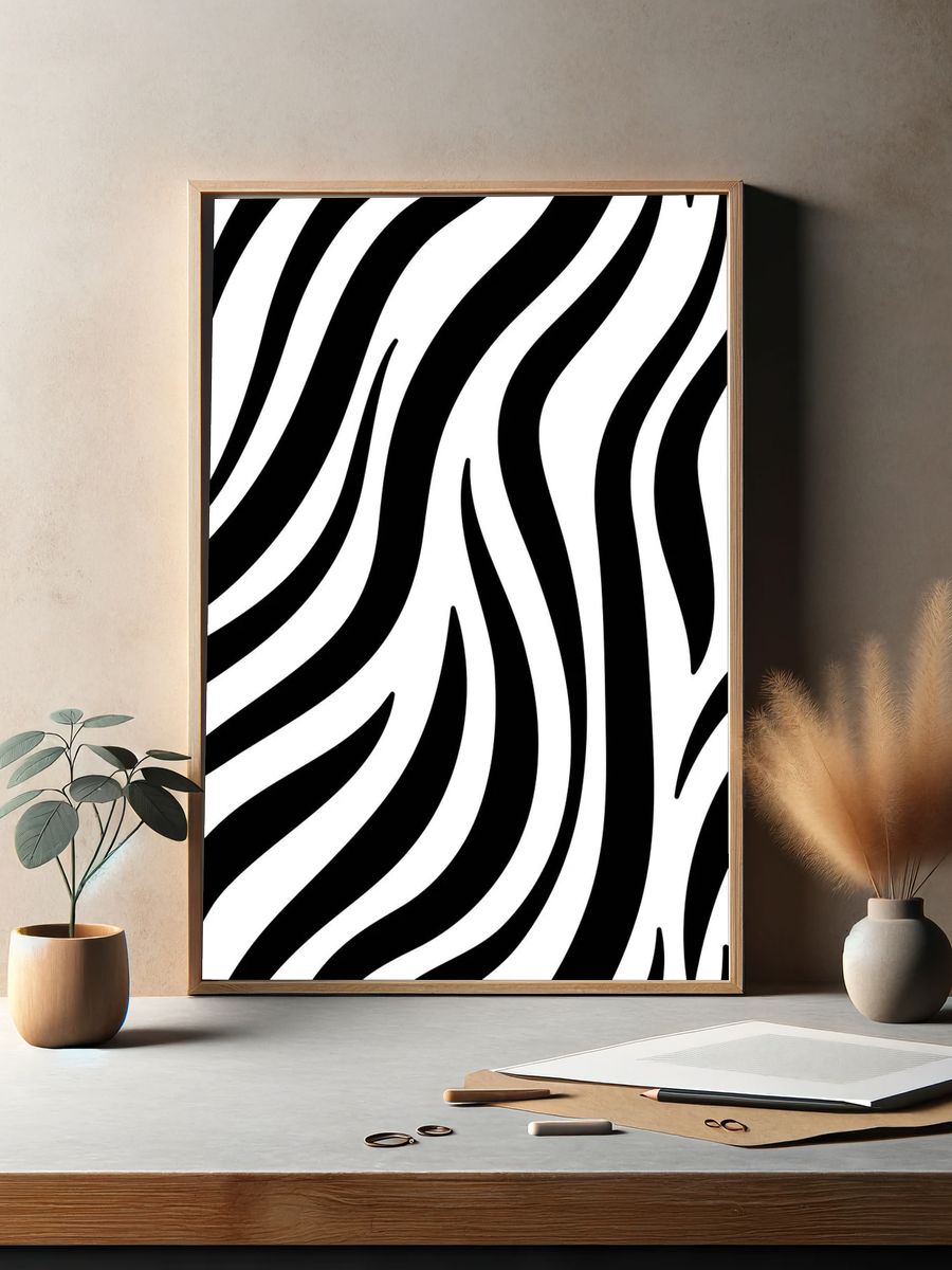Black white zebra print pattern. — room view 2