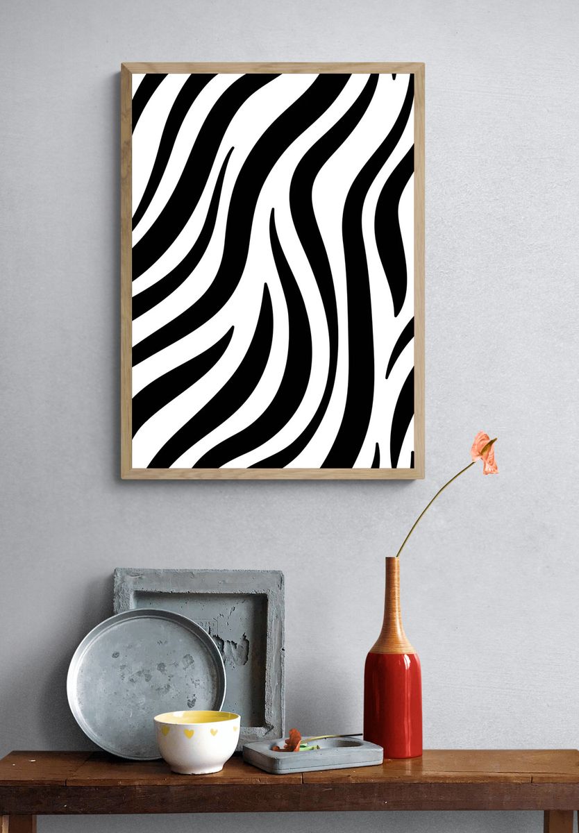 Black white zebra print pattern. — room view 3