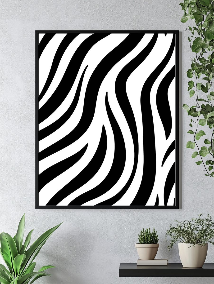 Black white zebra print pattern. — room view 4